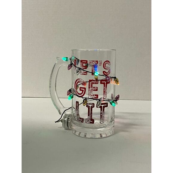 Bigmouth16 oz BEER MUG "Let's Get Lit", Light Up Holidays, Really Lights Up ! - Picture 2 of 12